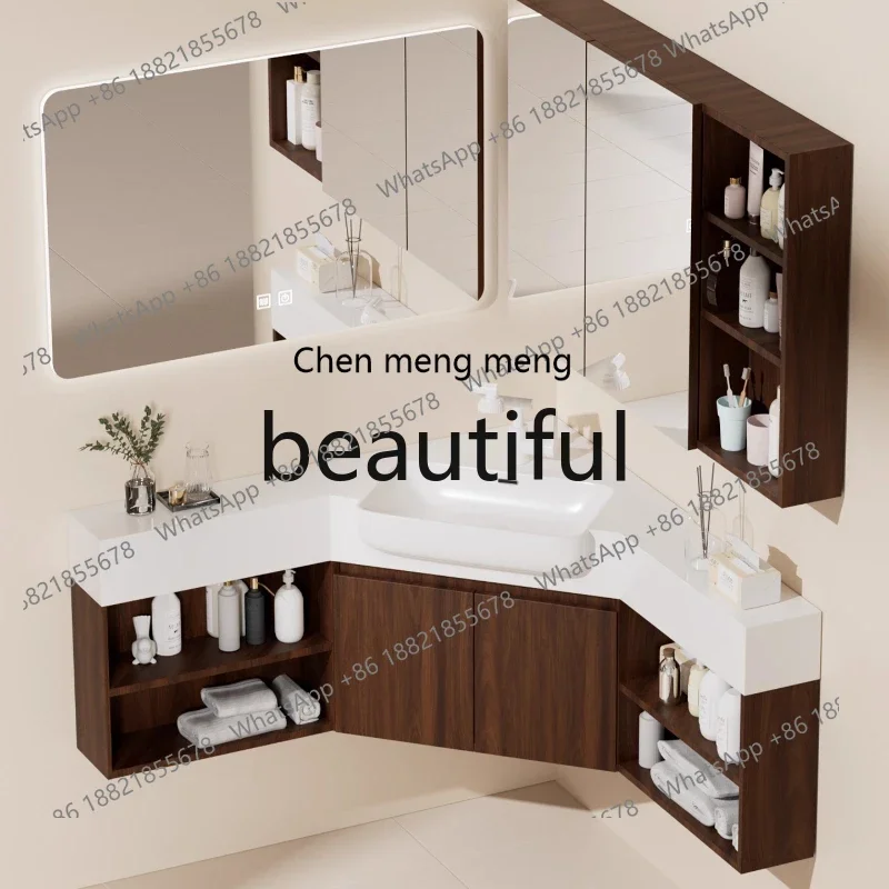 YL Corner bathroom cabinet combination seamless toilet washstand pool triangular ceramic basin vanity table