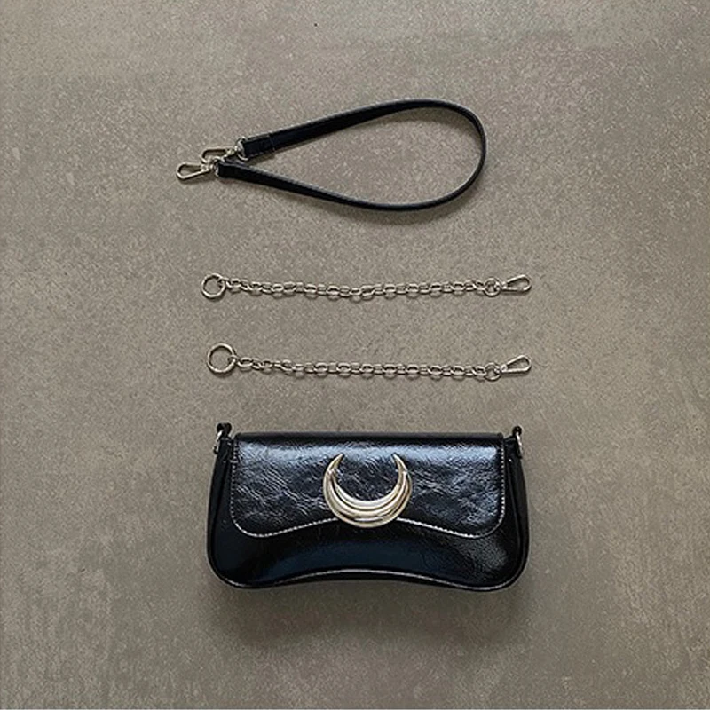 Borsa a tracolla Vintage per donna Moon Lock borsa a tracolla di tendenza moda nera borsa da donna avanzata di strada di lusso