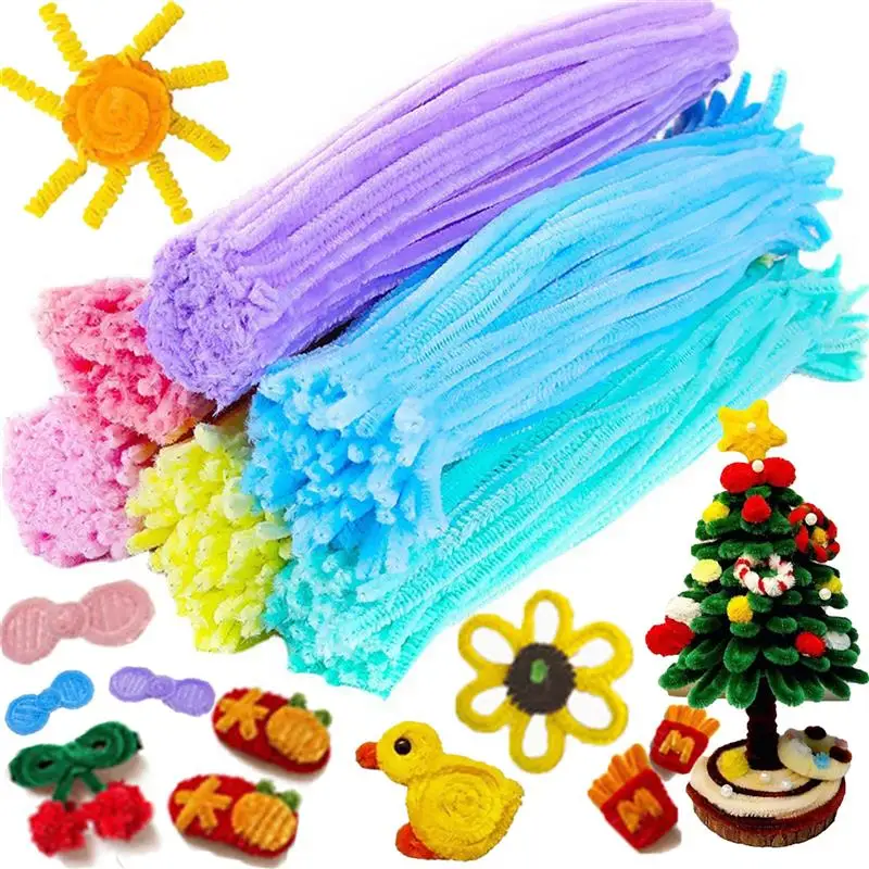 100 adet Şönil Çubuk Oyuncaklar DIY Şeritler Büküm Çubuğu Örs Tel El İşi Borusu Yaratıcı Hobi Çocuklar Peluş Çubuk Şönil Çubuklar ﻿