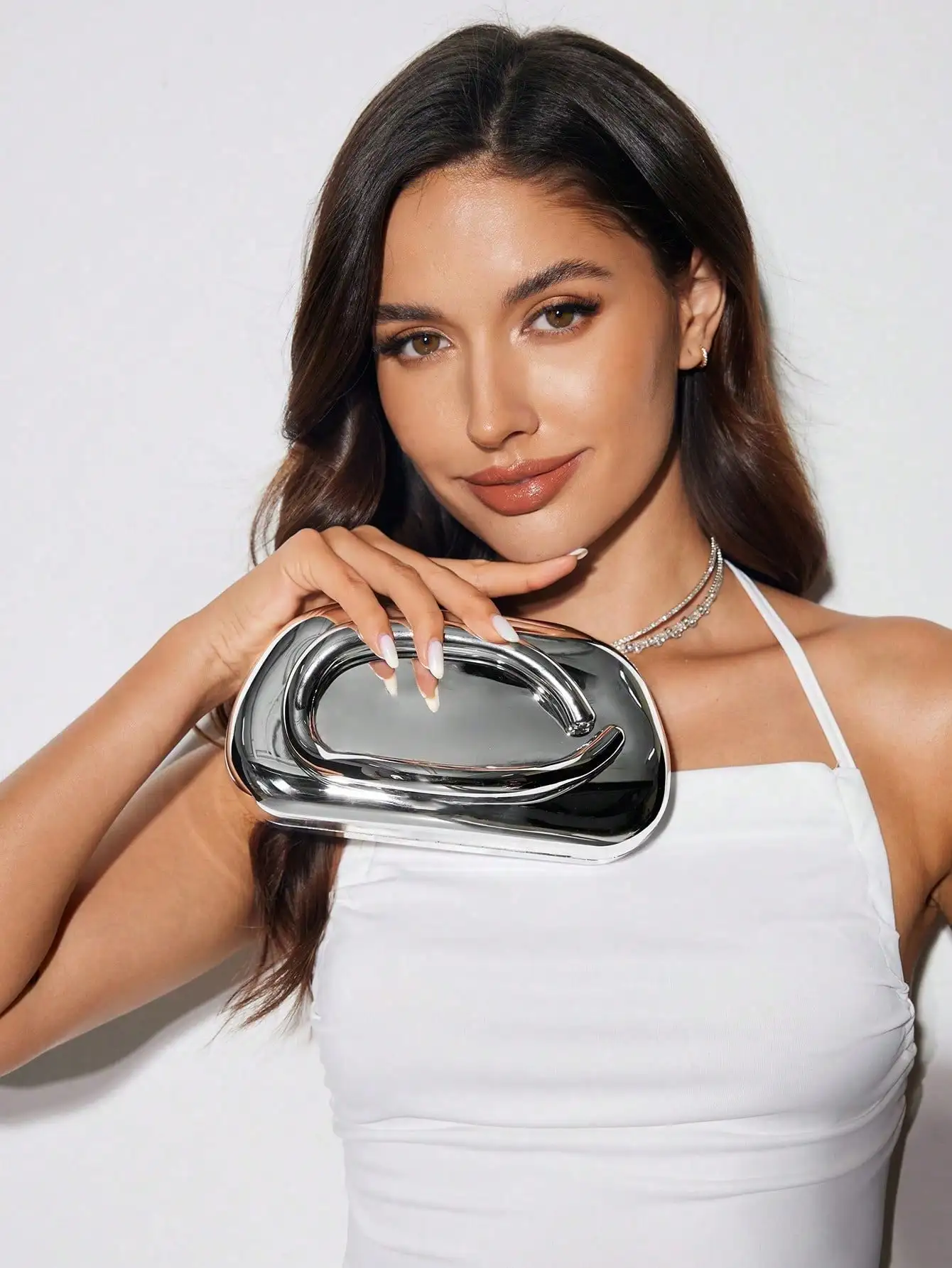 

Elegant Metallic Gold Bridal Clutch - Perfect for Weddings/Galas with Sequin Evening Dresses