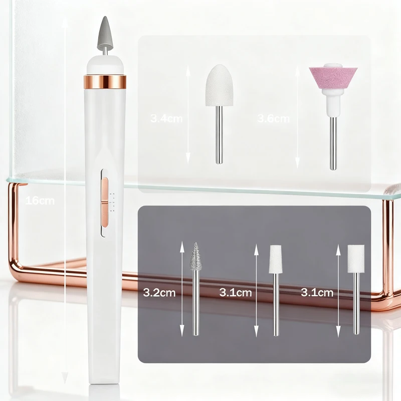 5 in 1 ポータブル電動ネイルドリルセット ライト付き マルチファイル USB充電式ネイルセット ネイルツール