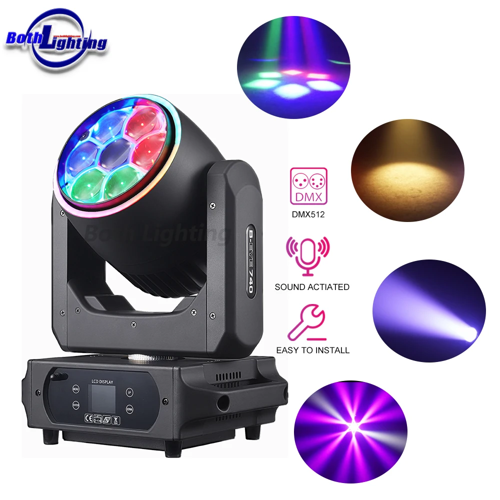 Both Lighting BPM Splash X Sharpy Light Wash Moving Heads 7*40w Bee Eye Wireless Battery Rainbow For Wedding DJ Party