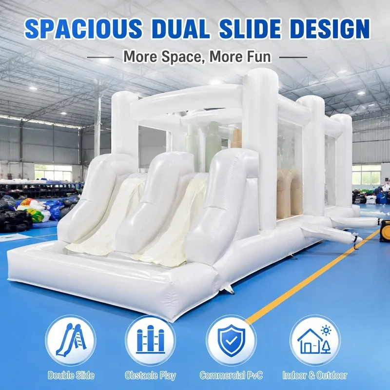 Commerical  Outdoor Inflatable Bounce House Obstacle Course 24 Feet  Jumper Castle Amusement Park with Large Slide & Ball Pit