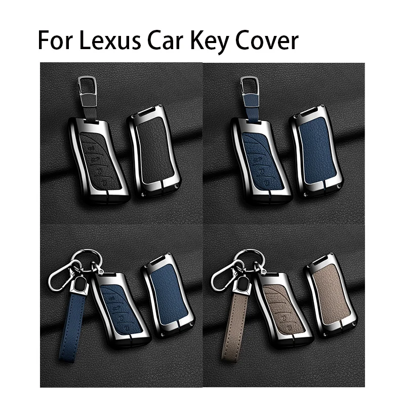 Alloy Leather Car Key Case Fob Cover For Lexus RX 300 330 350 400h ES GS RX LX GS GX NX Is 250 200 LX470 570 GX460 470 CT200h