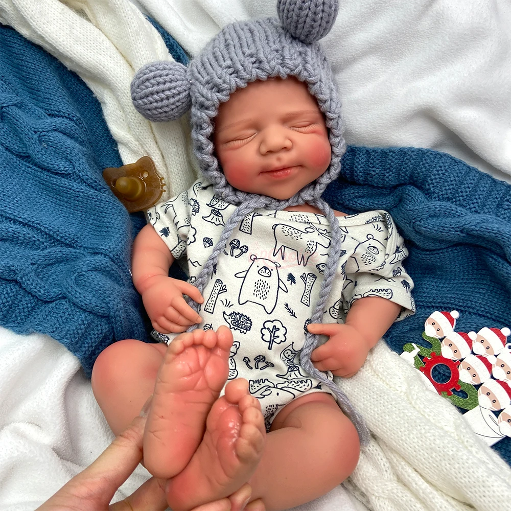 20Inch Handmade Soft Touch Silicone Reborn Boy/Girl Can Use Pacifiers Exquisite Texture Details Doll for Christmas Gift