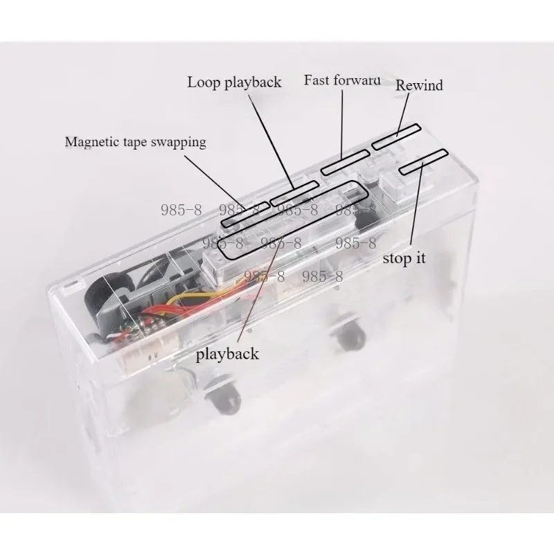 Transparent Bluetooth Tape Player, Retro Portable HIFI High Fidelity Cassette Player with FM Radio