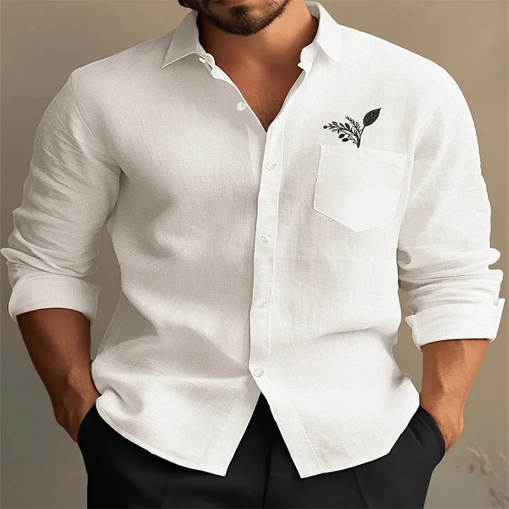 

Men's shirt, summer beach resort wear, button design, uniform color scheme, long-sleeved shirt, men's resort outfit, fast shippi