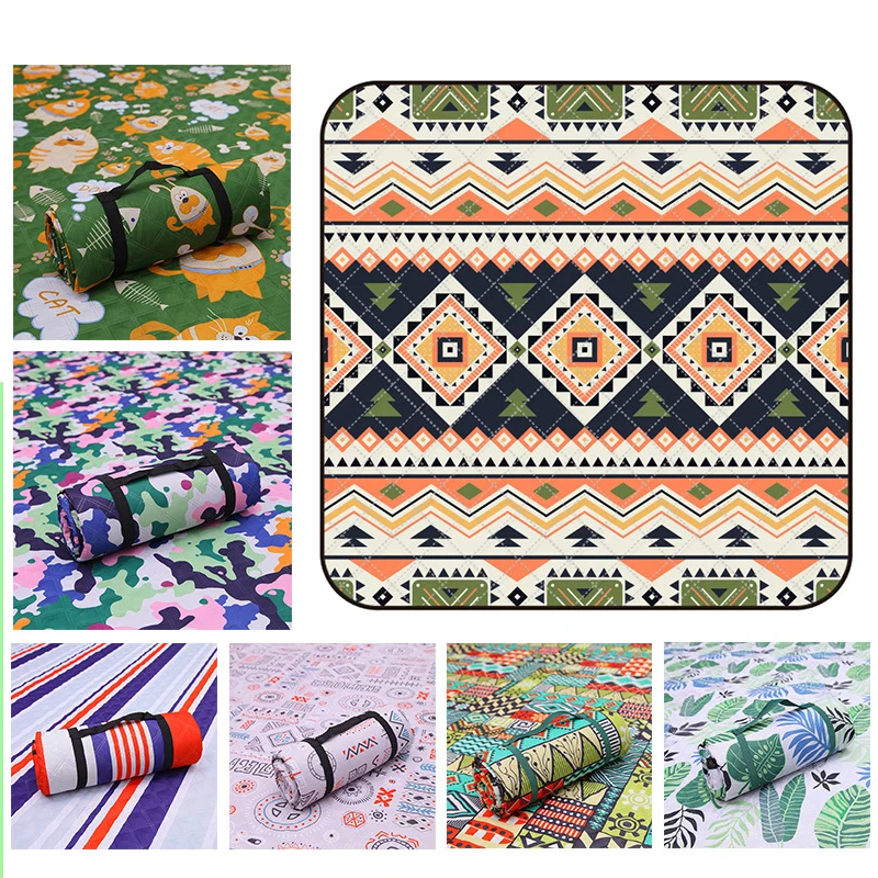 Fade-resistant Breathable Stylish Folding Camping Mat Boho Waterproof Picnic Mat Rug Bohemian Picnic Custom Outdoor Blanket