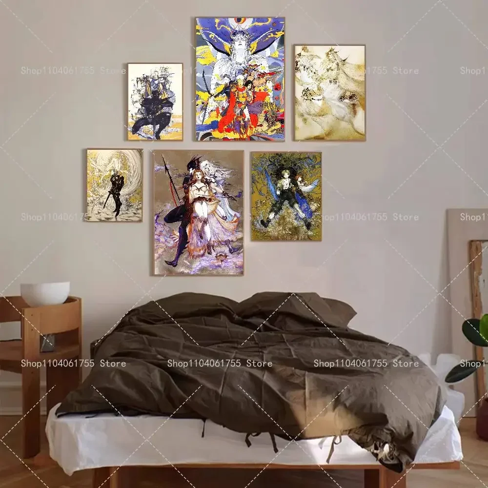 Yoshitaka Amano Final Fantasy Anime Video Game  Poster Self-adhesive Art Waterproof Paper Sticker Room Wall Decor