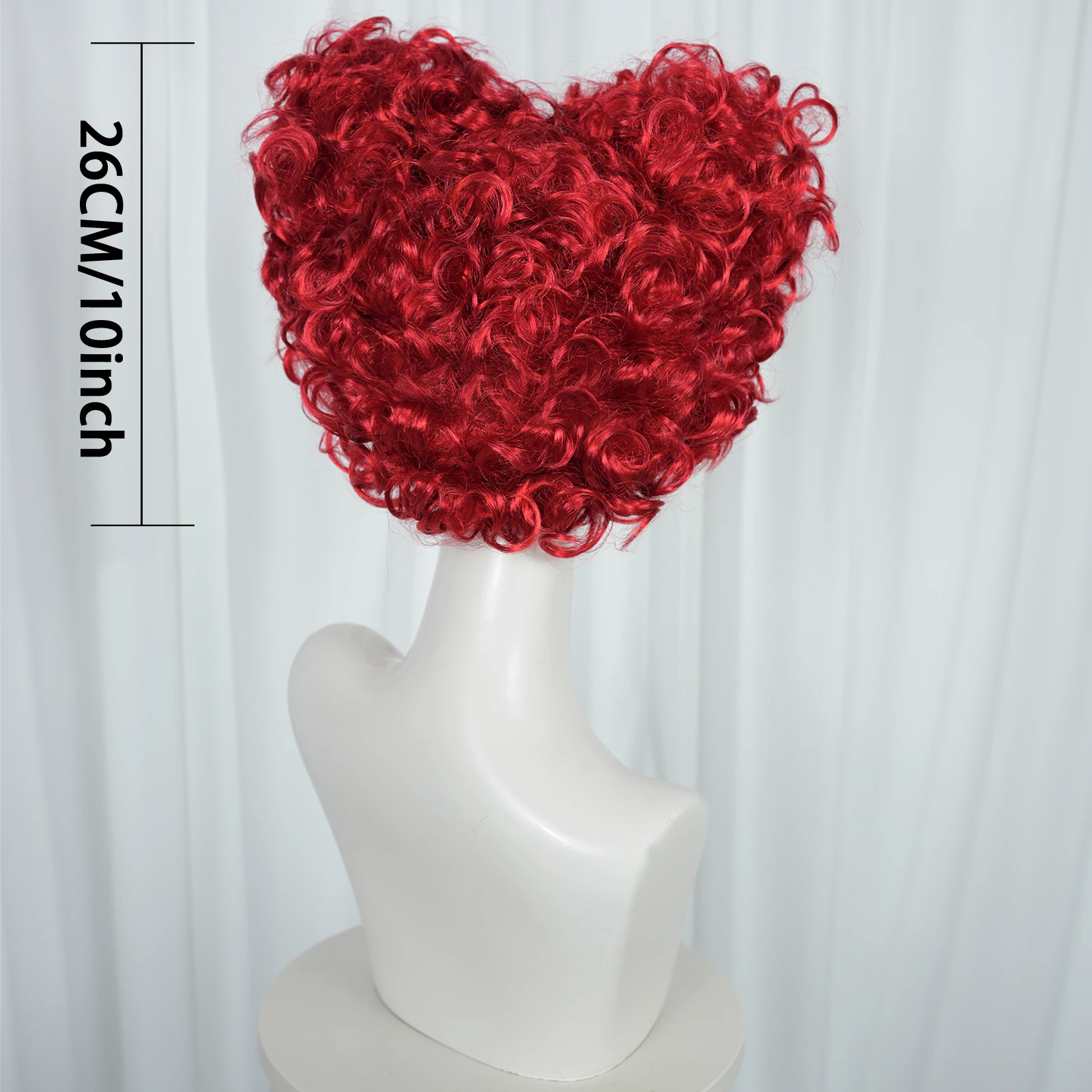 Red Cosplay Wig for Women Short Curly Wigs with Heart Bun Synthetic Hair Wigs for Halloween Costume Party