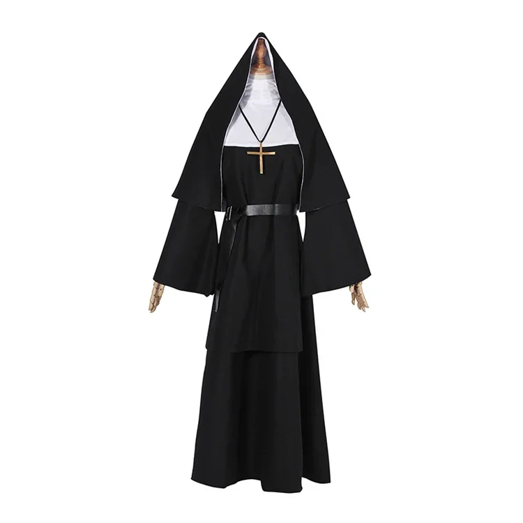 Costume da spettacolo per adulti spaventoso da suora cosplay di Halloween