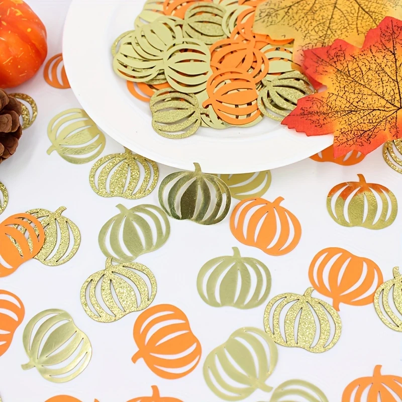 100pcs autumn pumpkin confetti, autumn harvest Thanksgiving and Halloween confetti, birthday and wedding party desktop decoratio