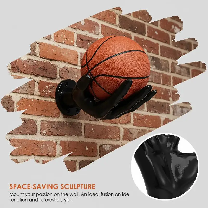 Creative Hand Shape Wall Mount Basketball Holder Durable Ball Display Stand for Teen Boys Bedroom Gym Room