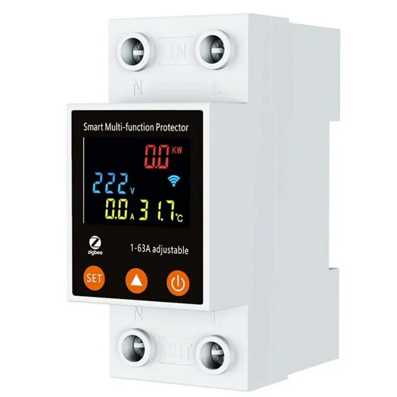 ABUG-Tuya Zigbee Smart 2P 63A Residual Current Circuit Breaker, Bidirectional Metering Overvoltage Protection, APP Control Timer