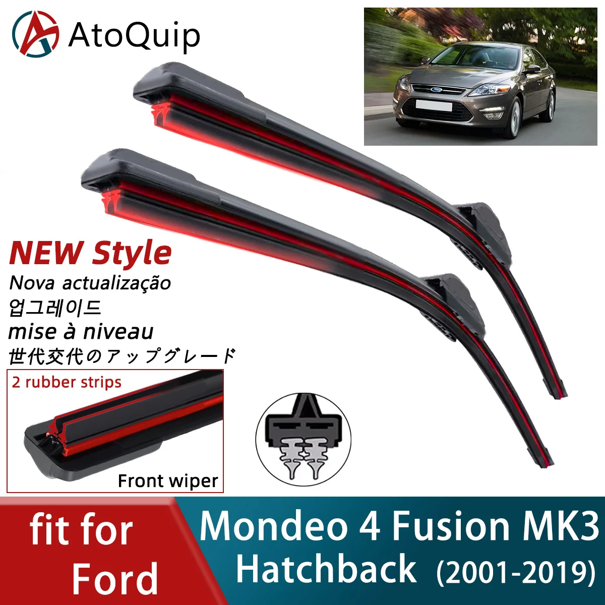 

Double Rubber Car Wiper for Ford Mondeo 4 Fusion MK3 Hatchback Front Wiper Blades Brushe Cutter Part Accessorie Windscreen Wiper