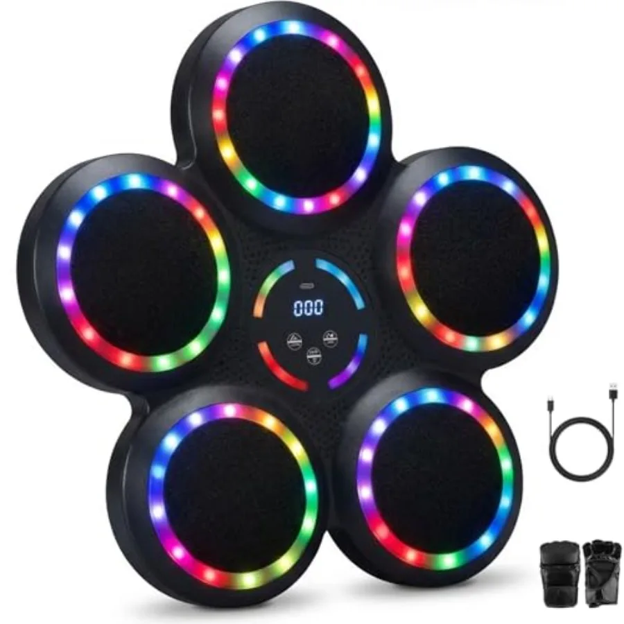 

Умный настенный музыкальный боксерский тренажер с RGB-подсветкой для взрослых, интерактивное оборудование для тренировки ударов с перчатками, идеально подходит для