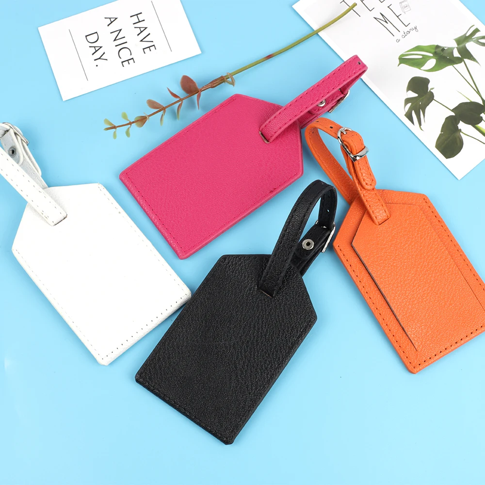 PU Leather Luggage Tags Travel Accessories Women Men Suitcase ID Address Name Holder Baggage Boarding Tags Multi Colors Option