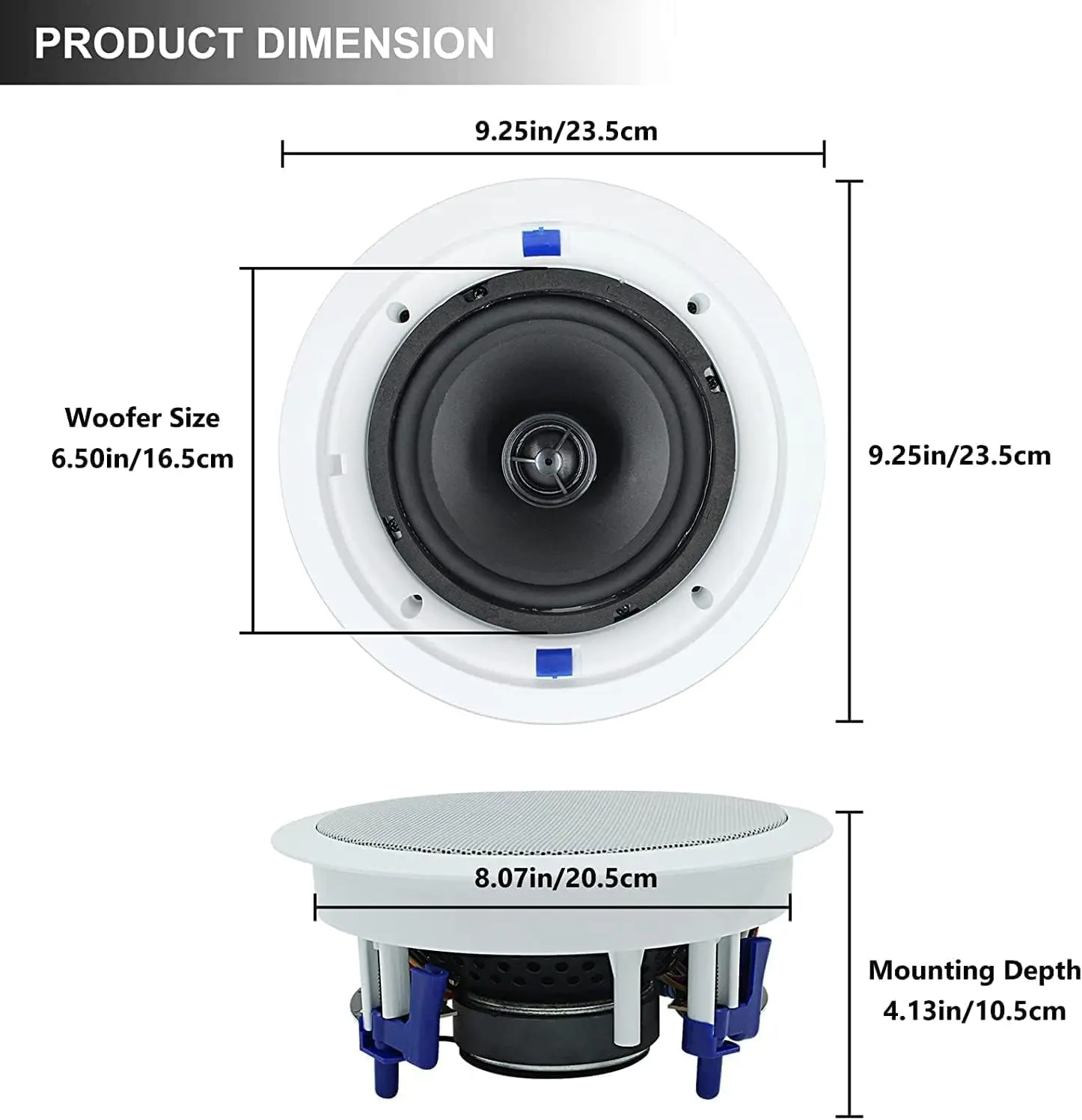 Herdio Passive Ceiling Speakers 6.5 Inch 320W 2-Way Round Flush Mount Speakers Perfect For Home Theater Living Room Bathroom