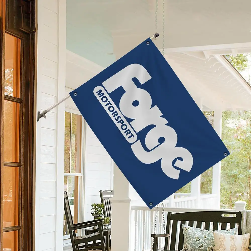 F-Forges Motorsport Flags 3x5 Ft Custom Banner For Garage Door Room Decor Wall Out Decoration With Metal Buckle