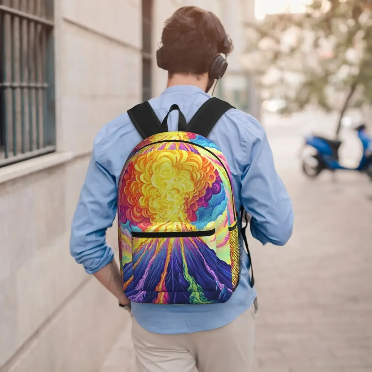 Volcanic Eruption Mushroom Cloud Student Backpack School Bag Hiking Travel Daypack for Men Women Bookbag Shoulder Bags