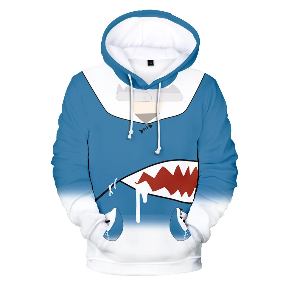 Hololive English VTuber Gawr Gura Cosplay Hoodie 3DPrinted Sweatshirt Men Women Casual Ookami Mio Children Shark Pullover hoodie