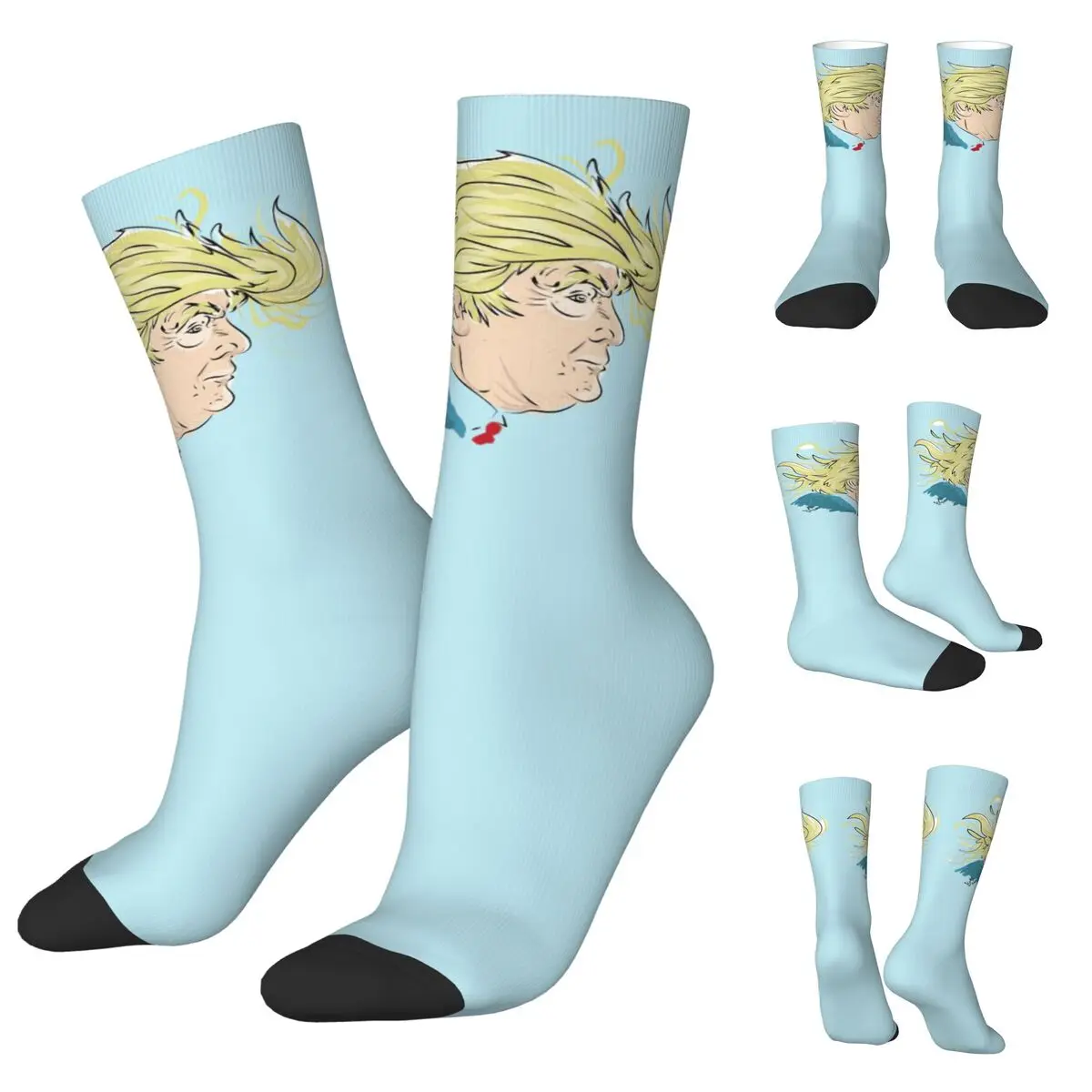 Donald Trump Cartoon Men and Women printing Socks,Windproof Applicable throughout the year Dressing Gift