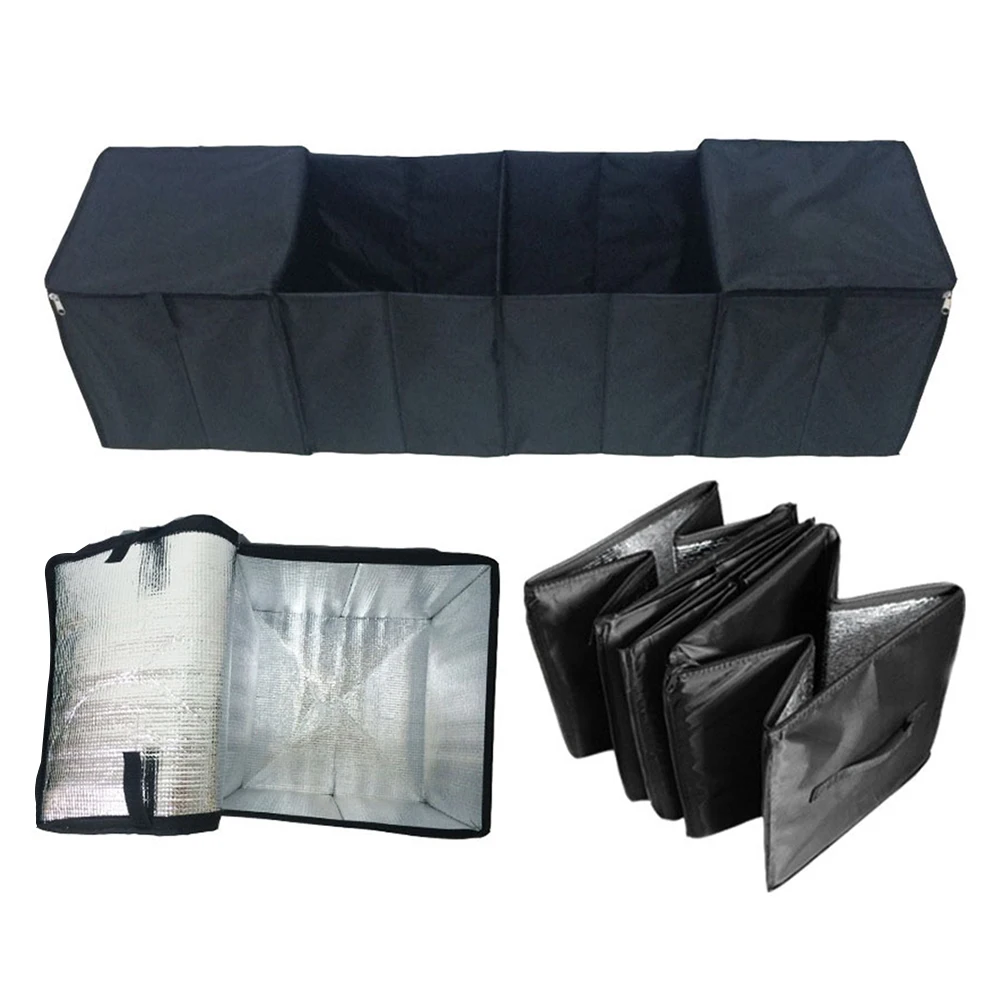 

Auto Trunk Storage Box Container Big Capacity Foldable Expandable Cargo Trunk Organizer 4 Grids Bin (Black)