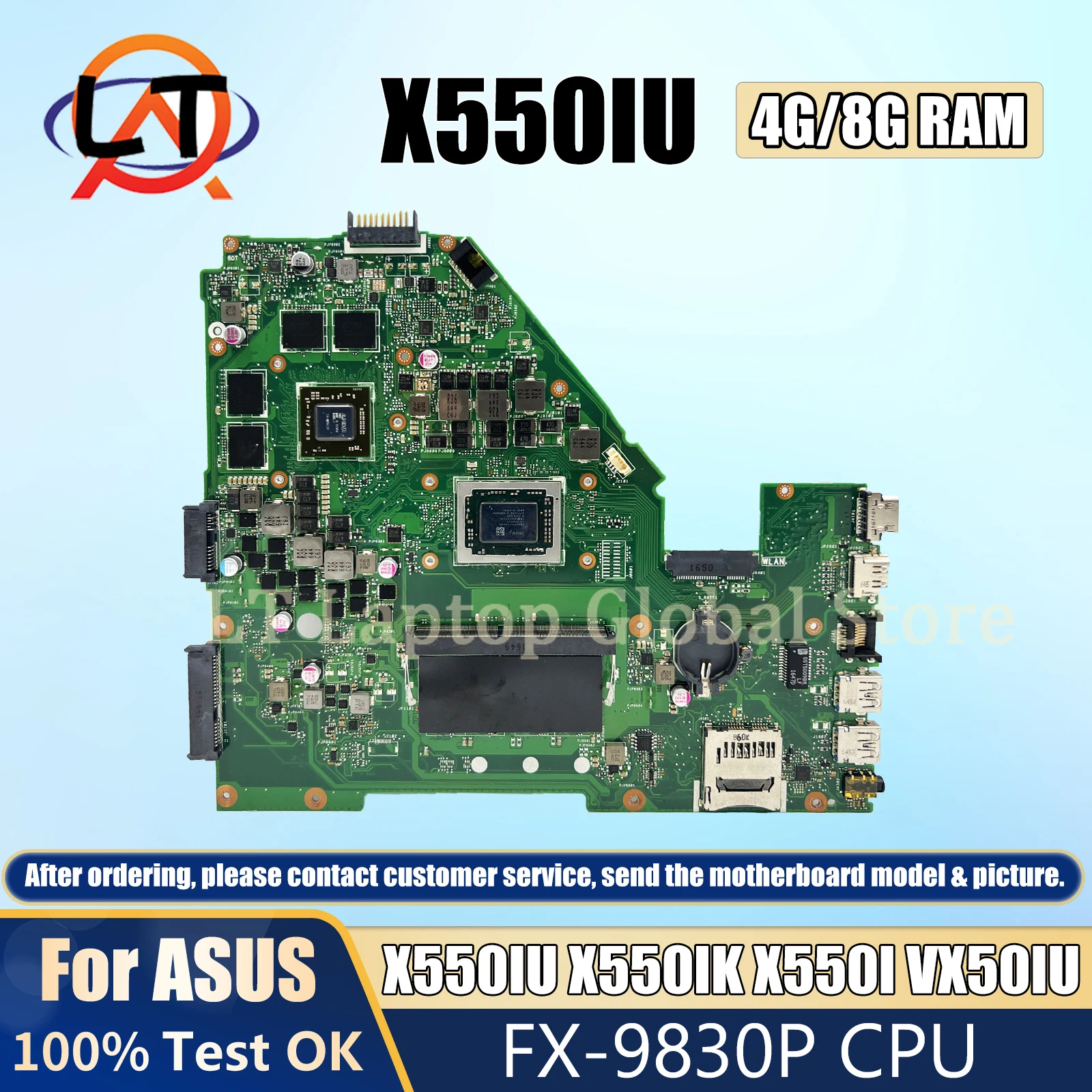 

laptop Motherboard FX-9830P For Asus X550IU Mainboard VX50I X550IU X550IK X550I VX50IU CPU 4G/8GB-RAM