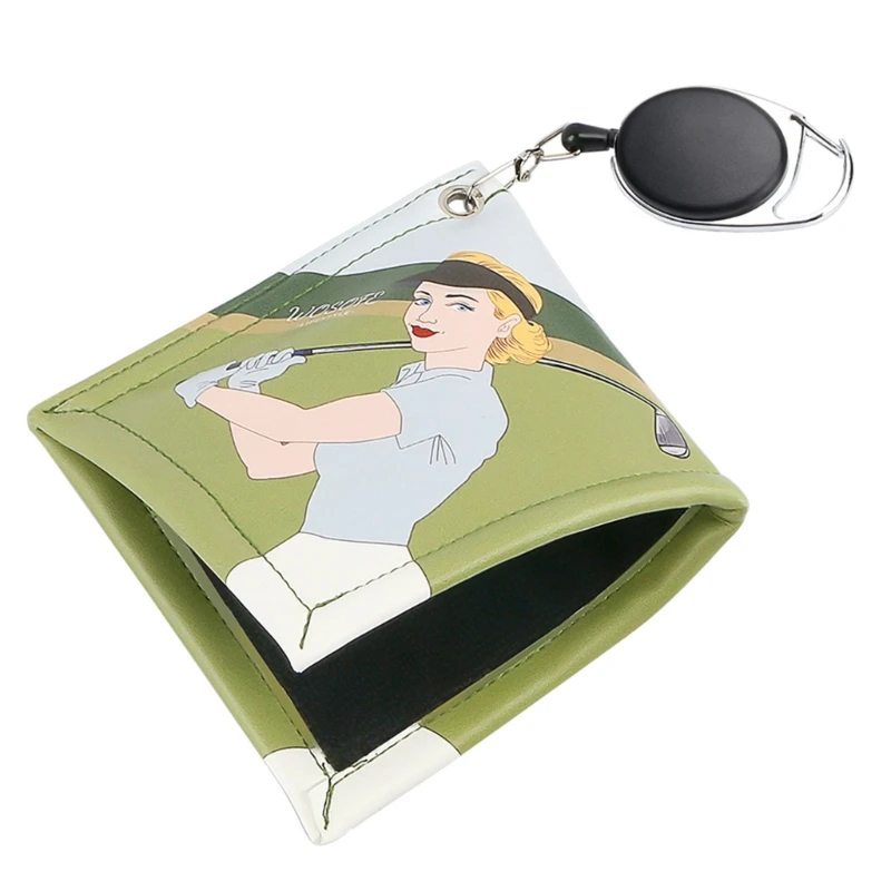 77HC Golf Ball Clean Towel with Retractable Keychain Buckle Golf Ball Accessories