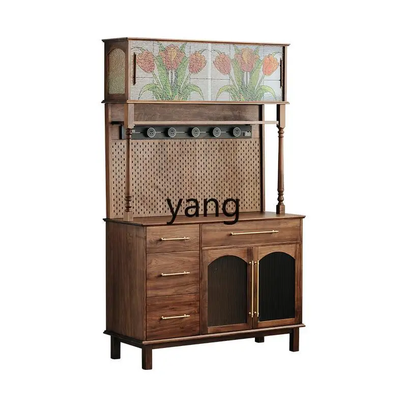 

Lmm dining side cabinet integrated against the wall living room cabinet black walnut solid wood household storage cabinet