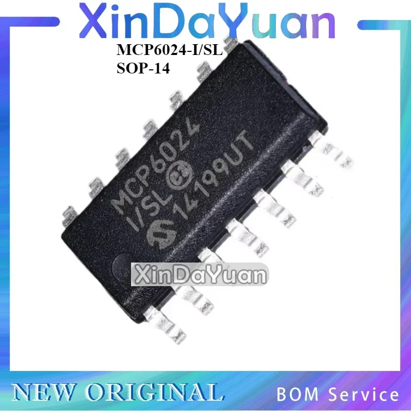 5 pcs MCP6024   MCP6024-E/SL MCP6024-I/SL SOP-14  Low Power Op Amp Chip