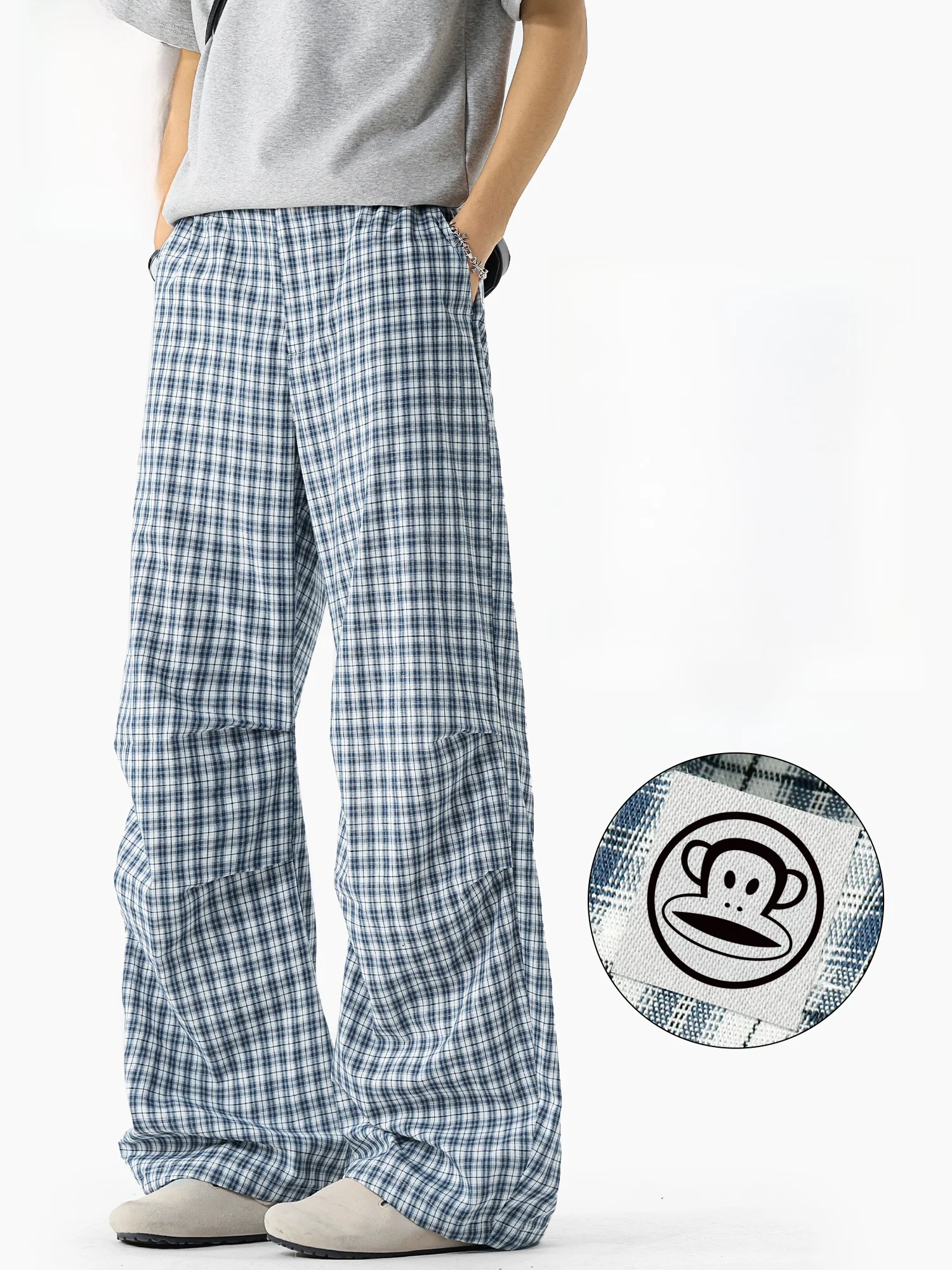 

Мужские брюки Paul Frank в стиле ретро, в клетку, прямого кроя, повседневные, американские, весна 2026, модные, городские, молодежные, хлопковые, без стрейча