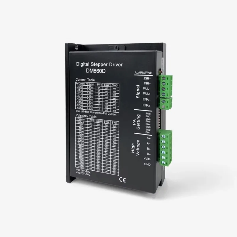 

2,4 А ~ 7,2 А, 24 В постоянного тока ~ 80 В постоянного тока, 2-фазный гибридный микрошаговый драйвер DM860, контроллер, драйвер шагового двигателя для шаговых двигателей Nema 23 и Nema 34