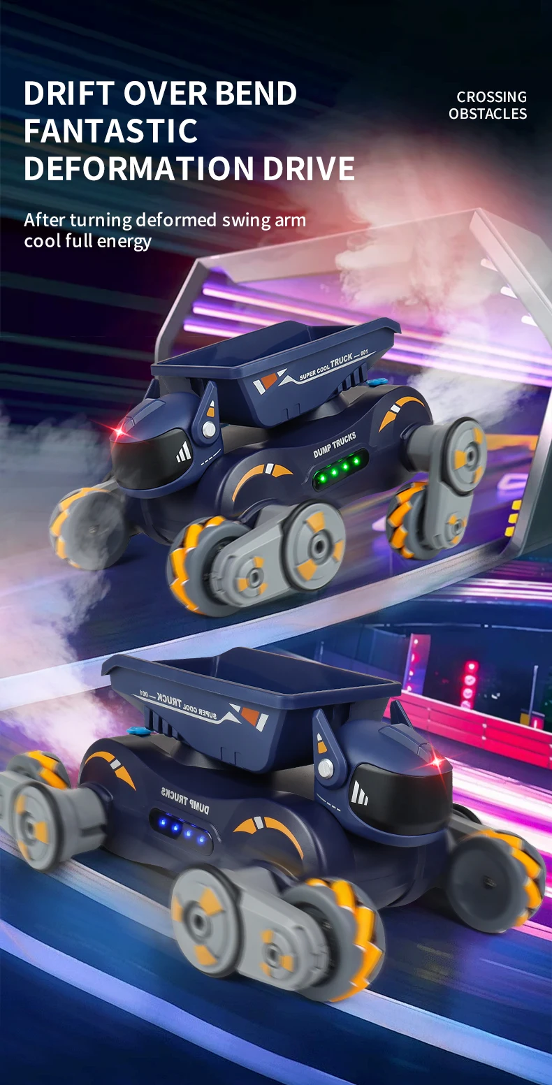 Música luces frescas rociador de agua RC Robot perro coche brazos oscilantes truco coche transporte 2,4G 4WD RC Drift coche Control remoto coche juguete para regalo