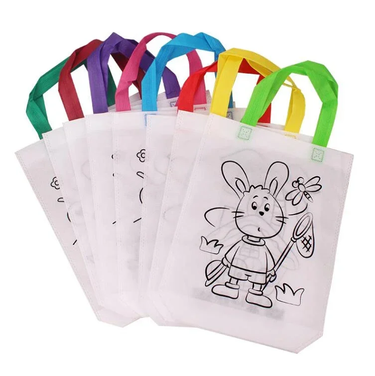 5 Sets DIY Graffiti Bag with Markers Handmade Painting Non-Woven Bag for Children Arts Crafts Color Filling Drawing Bags Toy