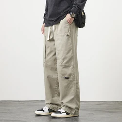 Autumn New Straight Casual Pants Wide Leg Cargo Pants Men Trousers Neutral Loose Casual Cotton Outdoor Fashion Pant Big Size 8xl