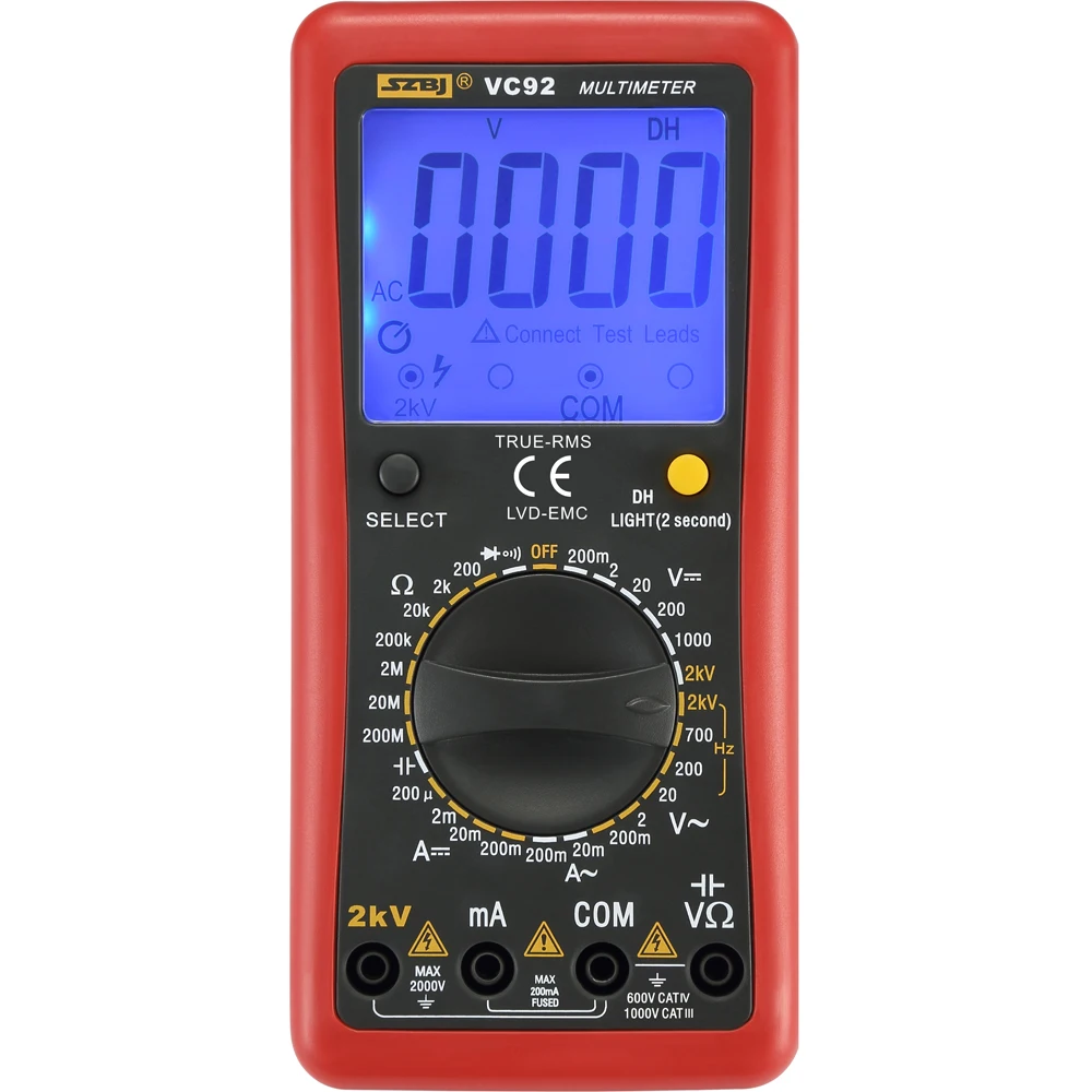 VC92  2000V  LCD Digital Multimetet AC/DC Multifunction Digital Multimeter for Photovoltaic Industry
