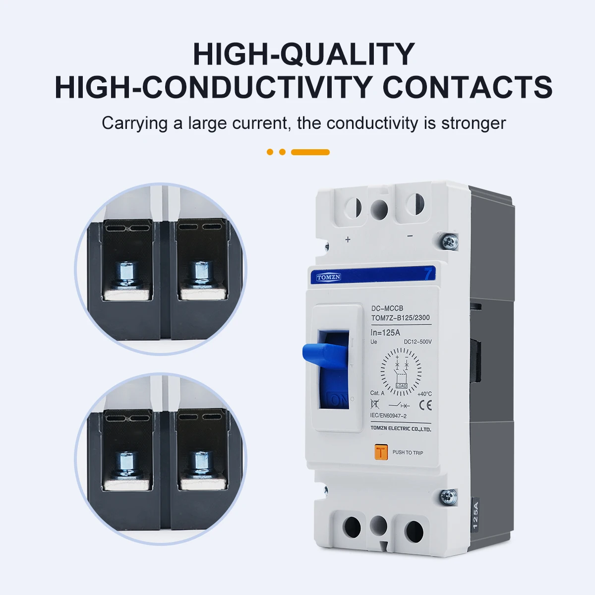 2P DC B curve 500V DC Solar Molded Case Circuit Breaker MCCB Overload Protection Switch Protector for Solar Photovoltaic PV