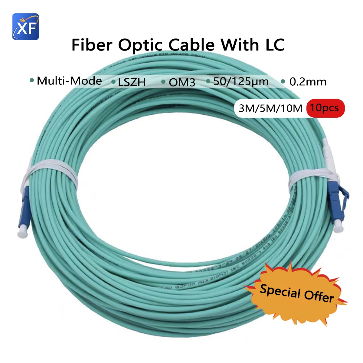 

10 шт. OM3 10G оптоволоконный кабель 10 м/5 м/3 м 2,0 мм LC/UPC-LC/UPC 50/125 мкм LSZH многорежимный оптоволоконный патч-корд для помещений FTTH