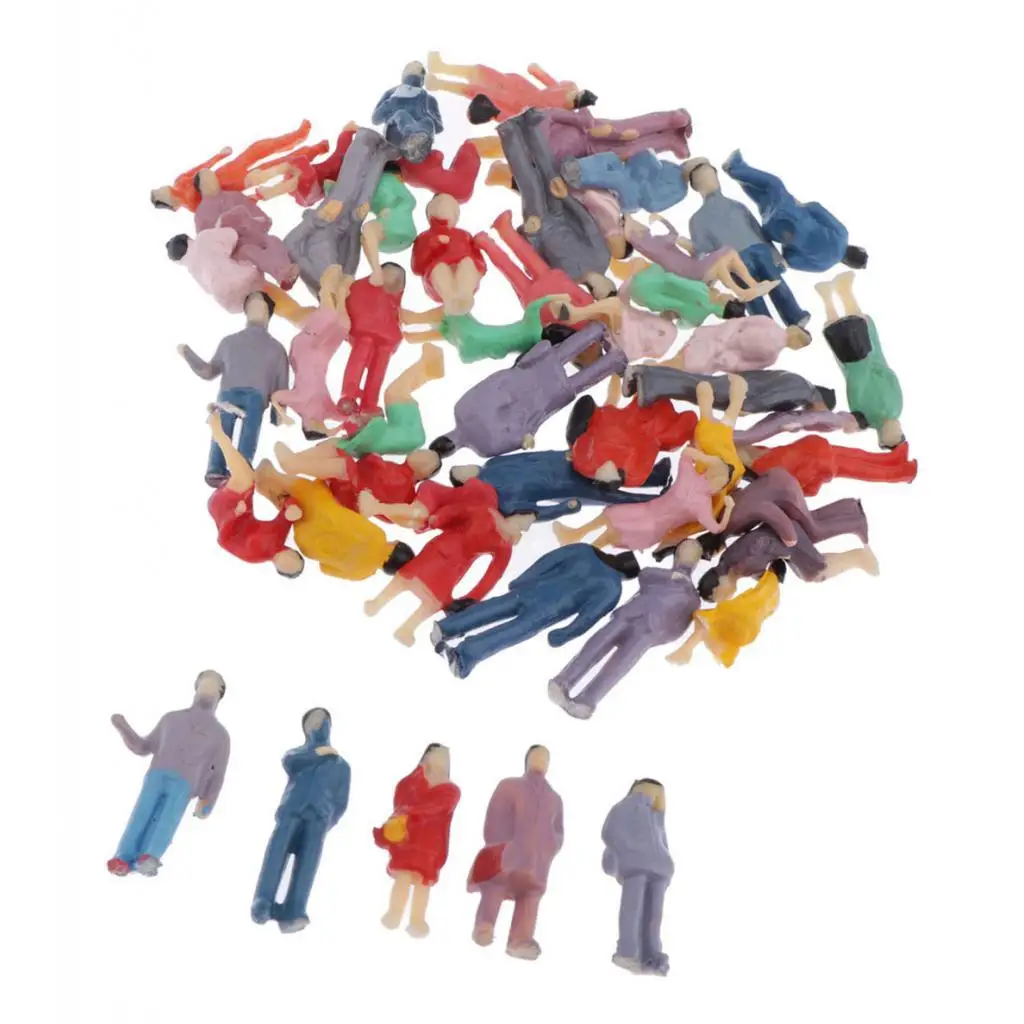 Painted People Model Figures HO Scale Plastic 1/87 Miniature Passengers for Model Trains HO Train Layout Accessories
