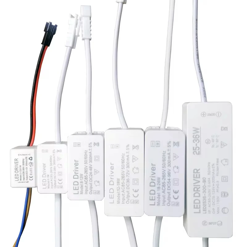LED Driver 300mA 1-3W 3-5W 4-7W 8-12W 12-18W 18-24W 25-36W LED Power Supply Unit 350mA AC85-265V Lighting Transformers