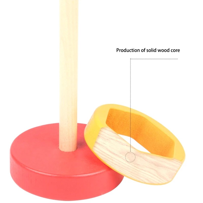 Torre de madera de arcoíris para niños, juguetes geométricos de apilamiento, taza de Color, anillo de apilamiento