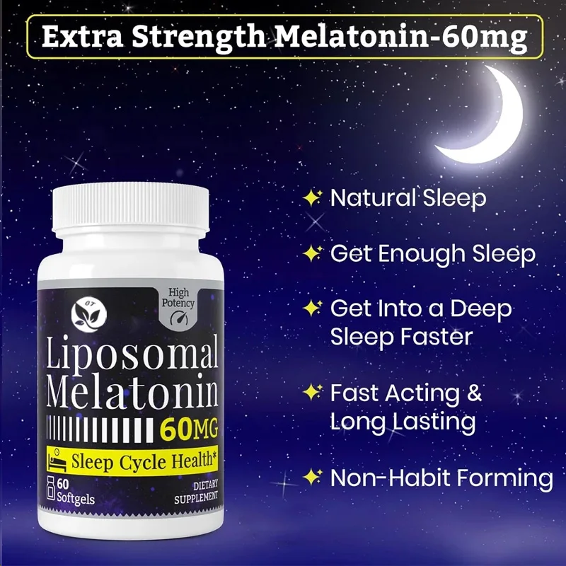 Melatonin-60mg錠、より速い睡眠、長い錠剤、高投与量、60カプセル