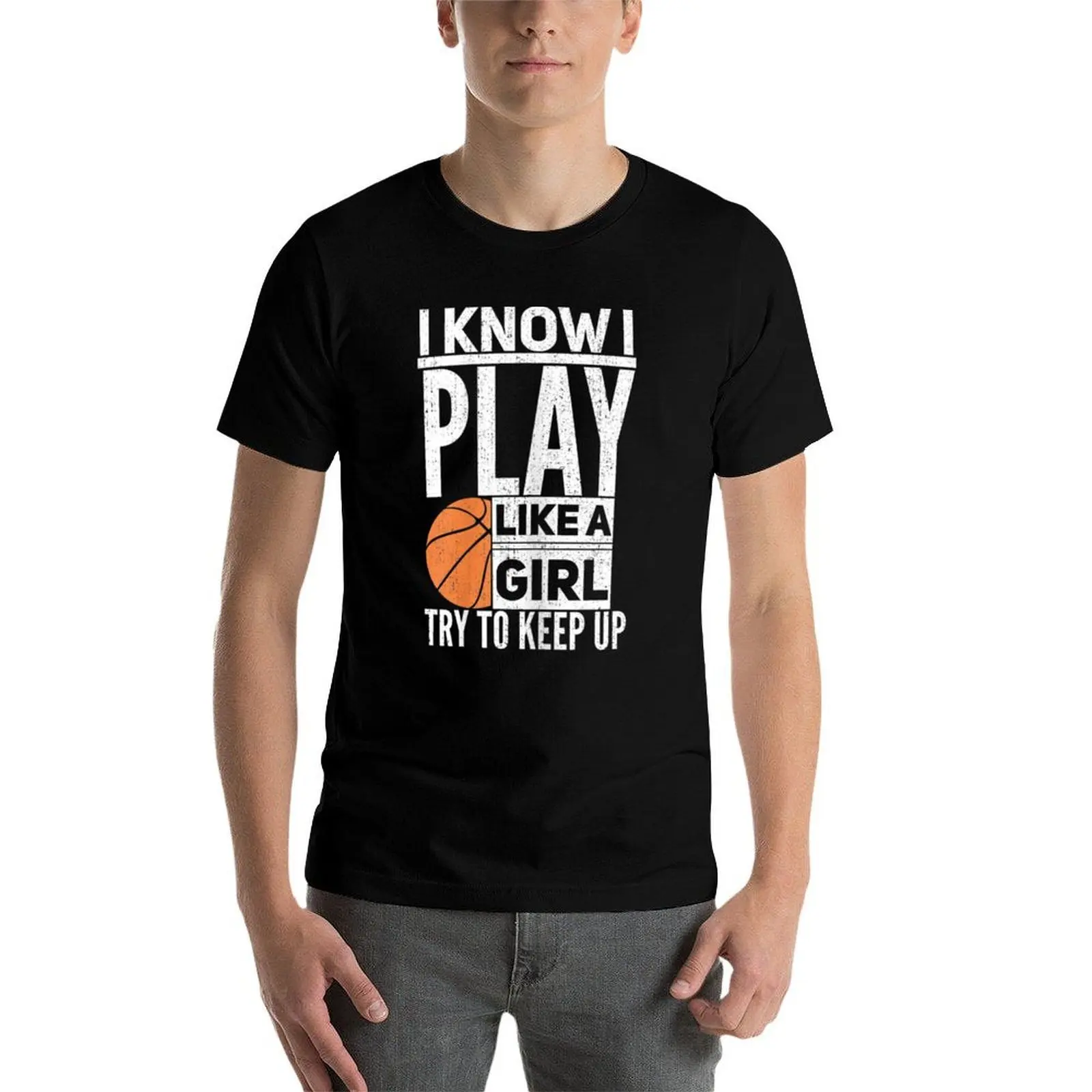 i know i play like a girl basketball T-Shirt vintage anime shirt custom t shirt Clothing anime figures t shirt for men