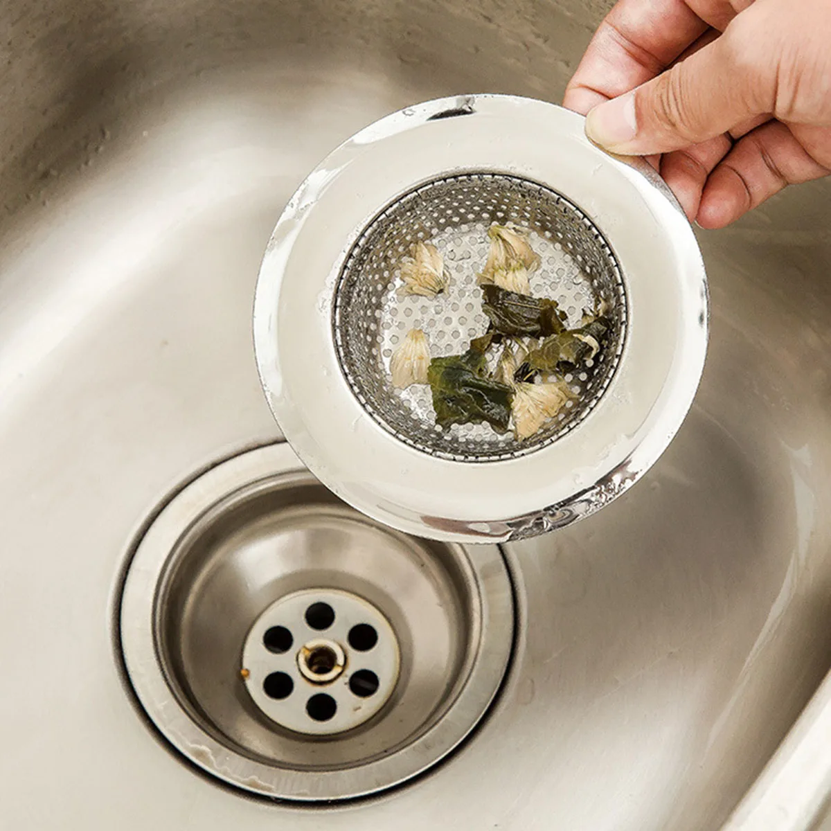 

Stainless Steel Sink Strainer 7cm Drain Filter Kitchen Sink Strainer Mesh Basket Durable Easy Cleaning Anti Clog
