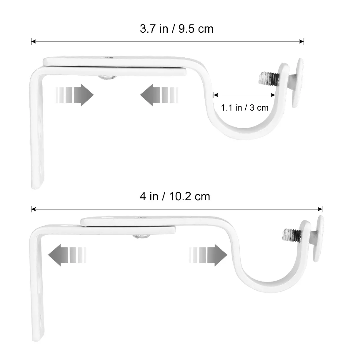 2Pair Heavy Duty Iron Curtain Pole Bracket Secure Fit Style Home Decor Curtain Rod Support Accessories 18-22Mm