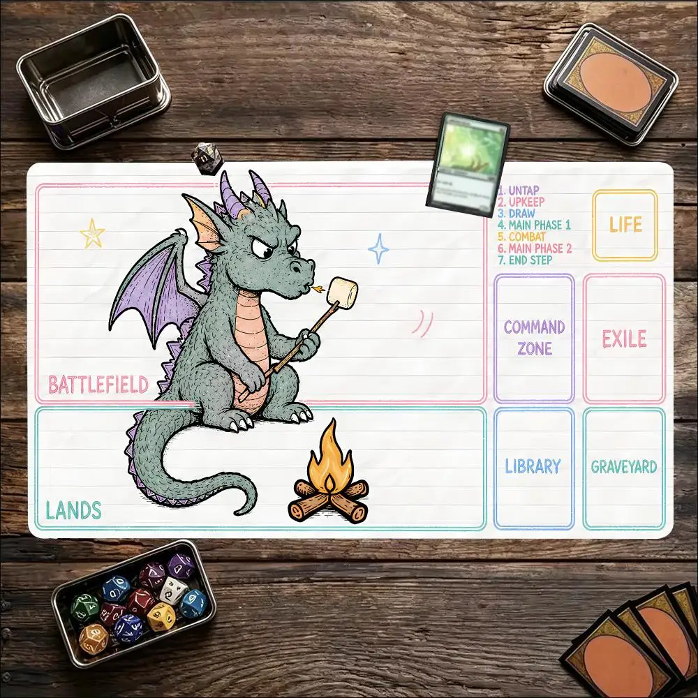 Cute Baby Dragon Zoned Magic Gathering Trading Card Party Game Mat Durable Rubber for MTG&TCG Games 35X60cm Mouse Pad Desk Mats