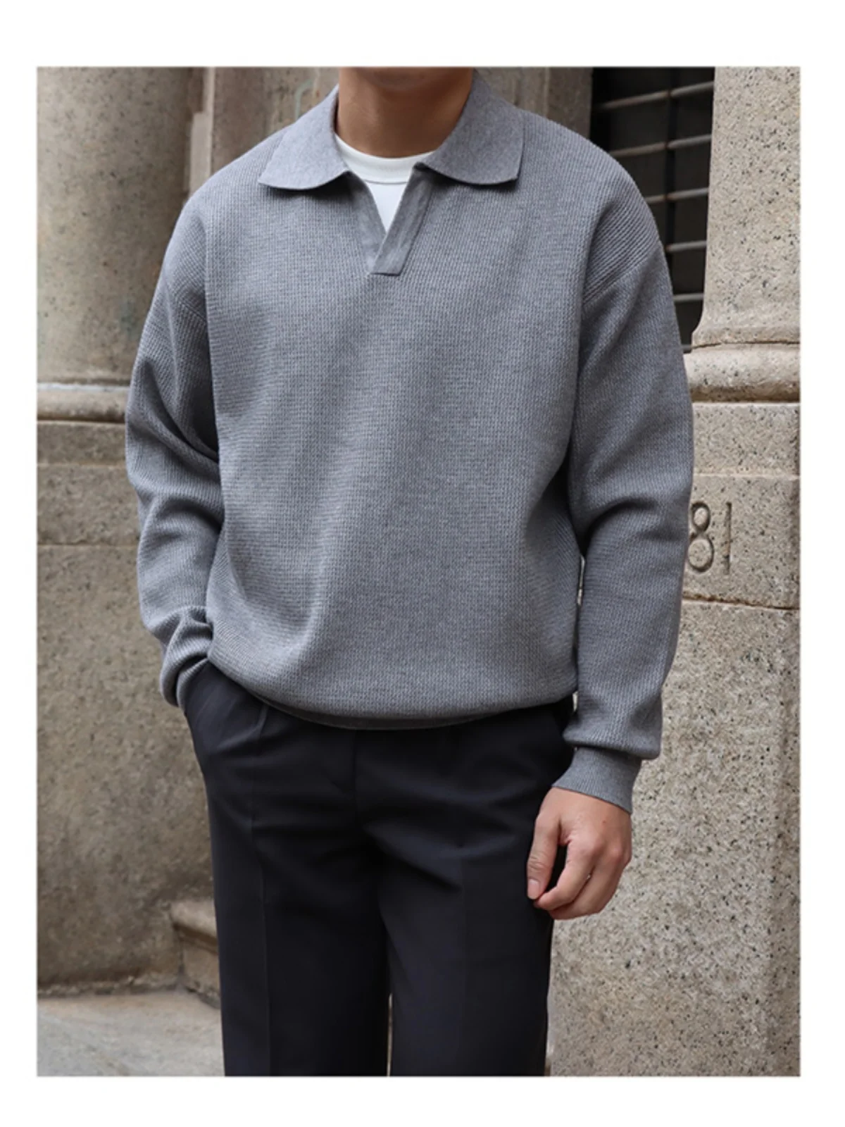 

Briti Sle V-Ne вязаный свитер Long Sve irt в стиле ретро, повседневный мужской весенне-осенний тяжелый отложной воротник