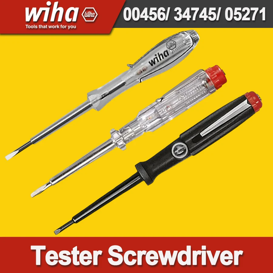 WIHA Tester Screwdriver for Measuring Circuit Electrical Penand and Slotted Screws Voltage Tester Electric Test Pen 05271|34745