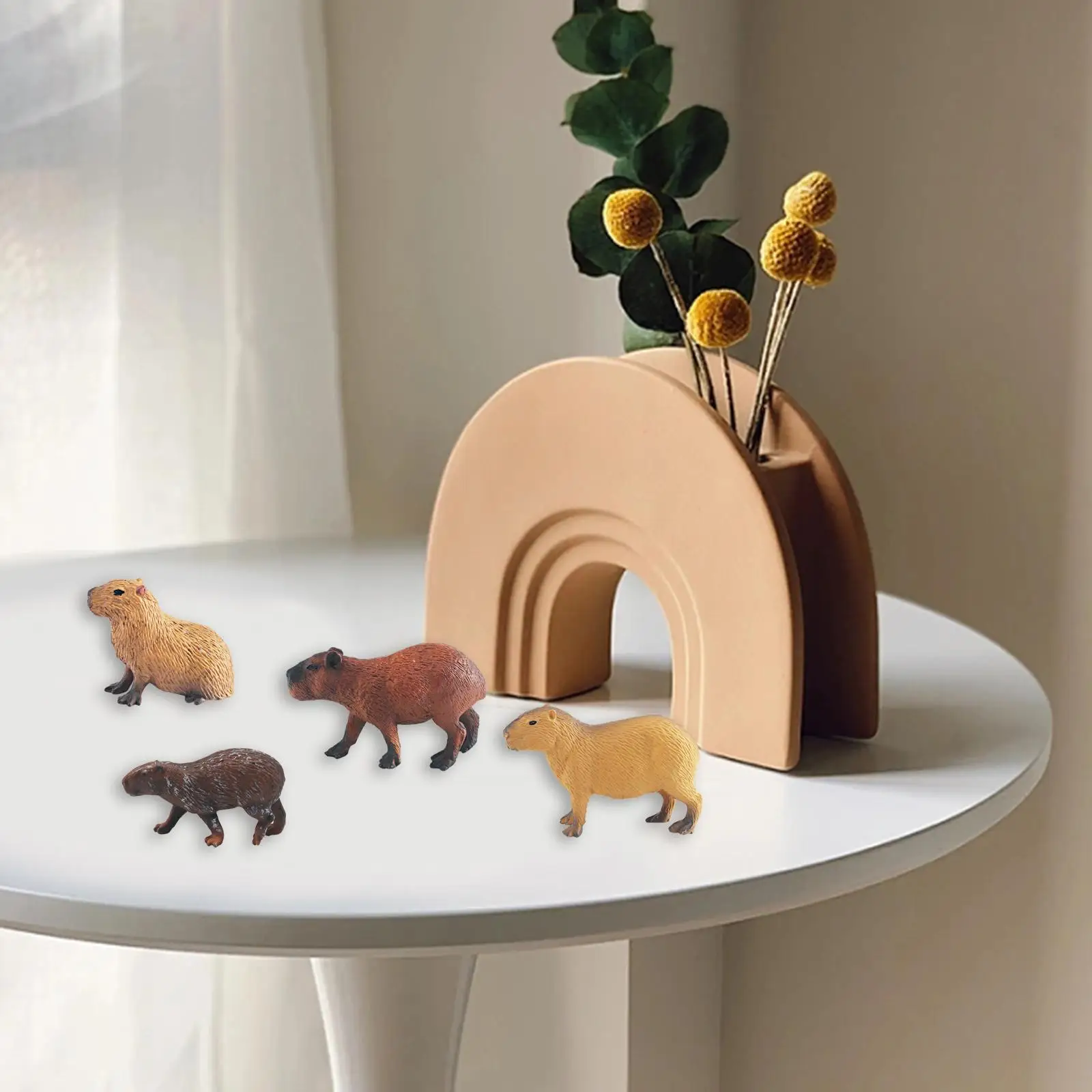 2xMini Capybaras Figuur Creatief Capybara Standbeeld voor Jongens Meisjes Verjaardagscadeaus